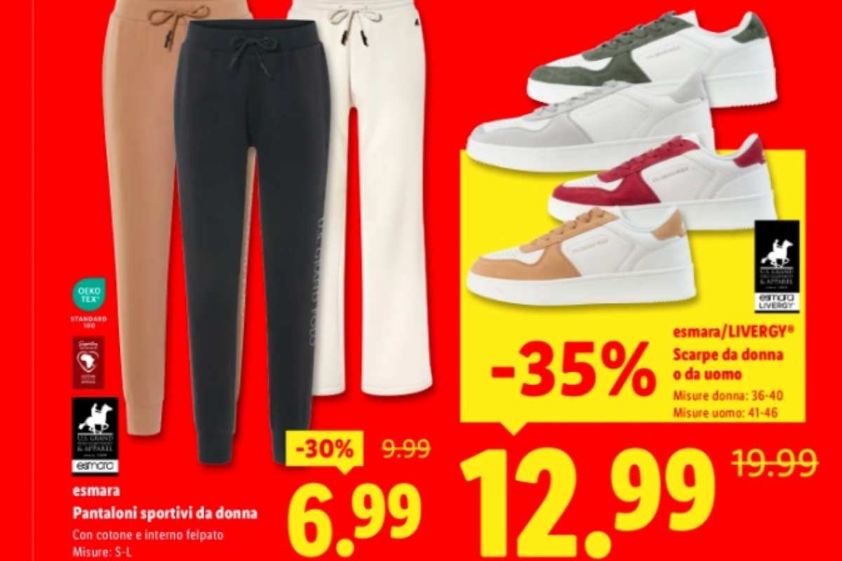 lidl volantino sneakers pantaloni